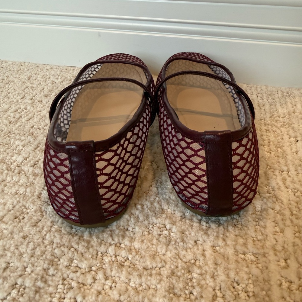 Nicole Miller Burgundy Mesh Mary Jane Flats - Picture 3 of 5